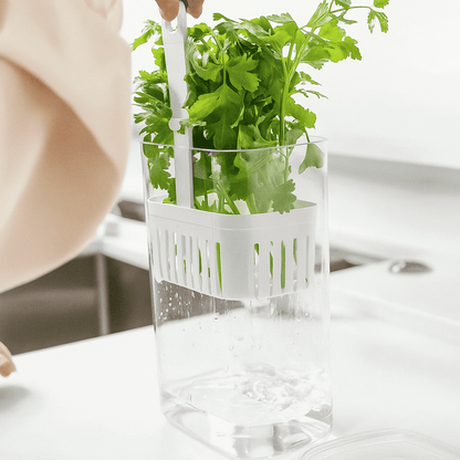 Pote Organizador 3 em 1 para Geladeira – Lave, Escorra e Armazene com Praticidade