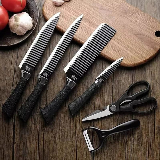 Kit 6 Facas Profissionais para Churrasco e Cozinha – Inox Antiaderente